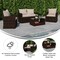 Merrick Lane Atlas 4 Piece Patio Set Contemporary Loveseat, 2 Chair and Coffee Table Set with Back Pillows and Seat Cushions